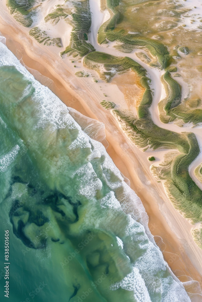 Fototapeta premium Drone View of Ocean and Sand Dunes