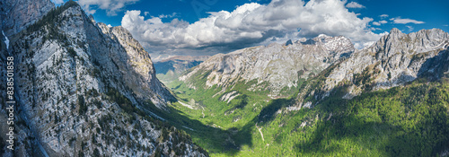 Summer travel in the Albanian Alps with breathtaking scenic views photo