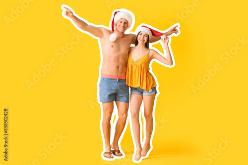 Young couple in beachwear a...