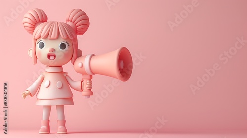 A Toy Figure with a Megaphone on a Pink Background © Amigos.Flipado