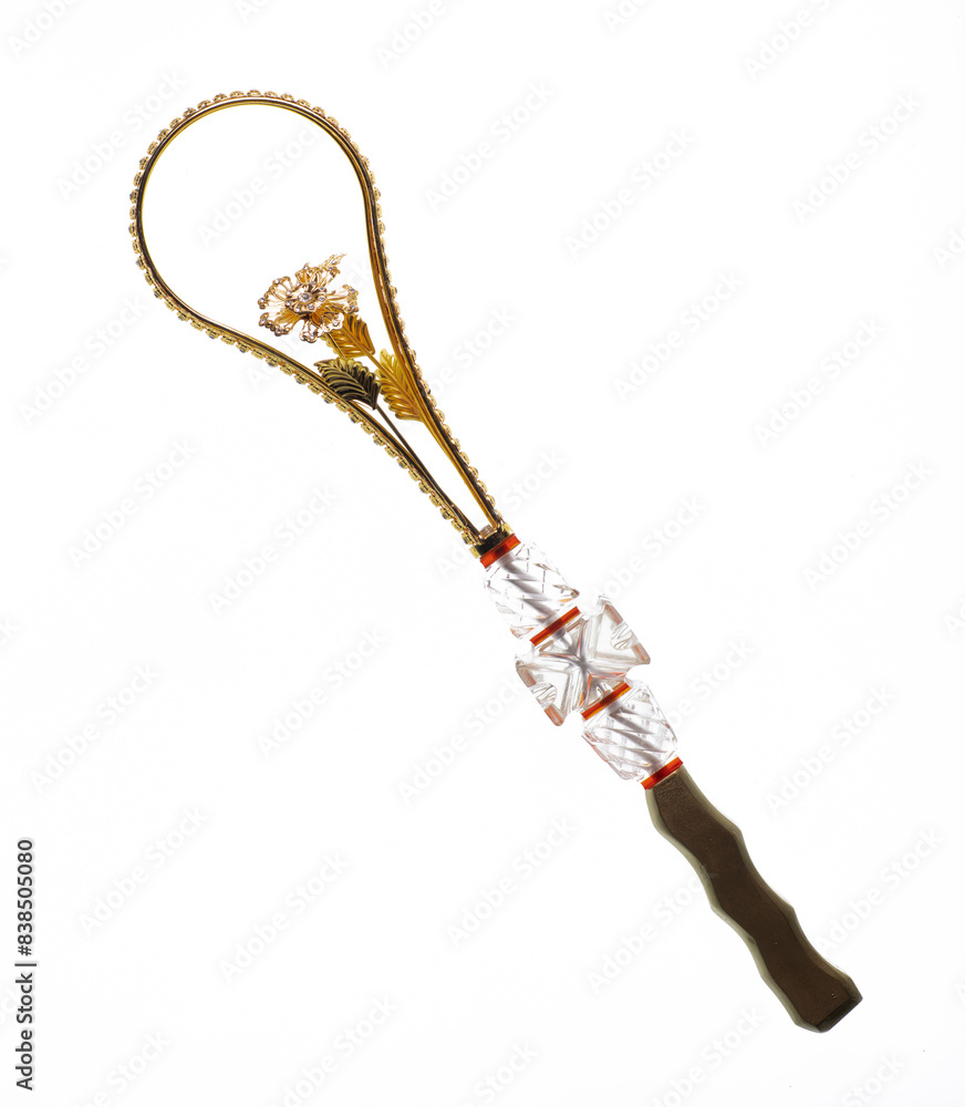 Fototapeta premium golden floral magic wand isolated on white background