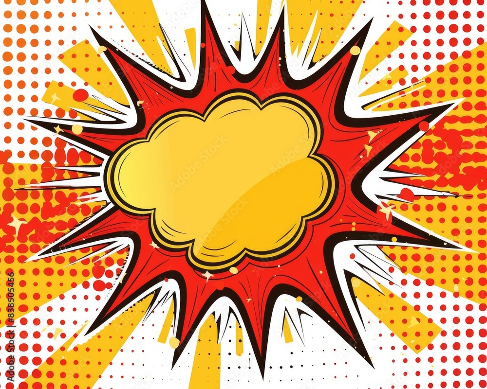 Banner Burst. Superhero Comic Cartoon Poster with Speech Bubbles and Halftone Effects Banner Burst. Superhero Comic Cartoon Poster with Speech Bubbles and Halftone Effects