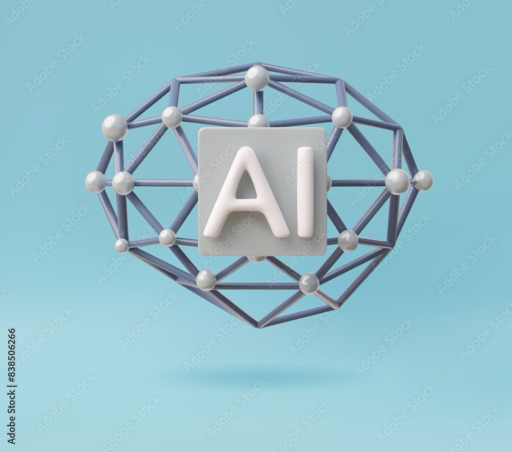 Artificial intelligence or neural network 3D vector illustration, neuronet or AI technology circuit with data connection Artificial intelligence or neural network 3D vector illustration, neuronet or AI technology circuit with data connection