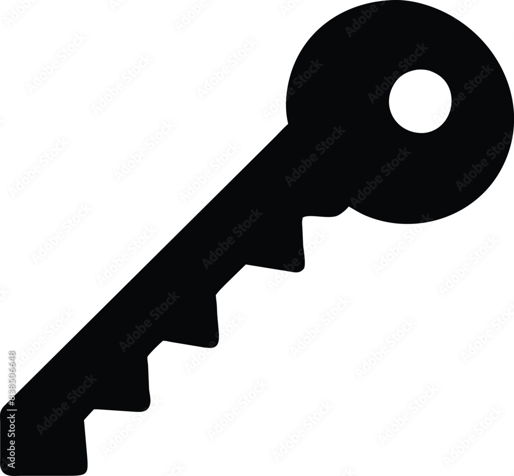 Simple Vector Key Icon in Black