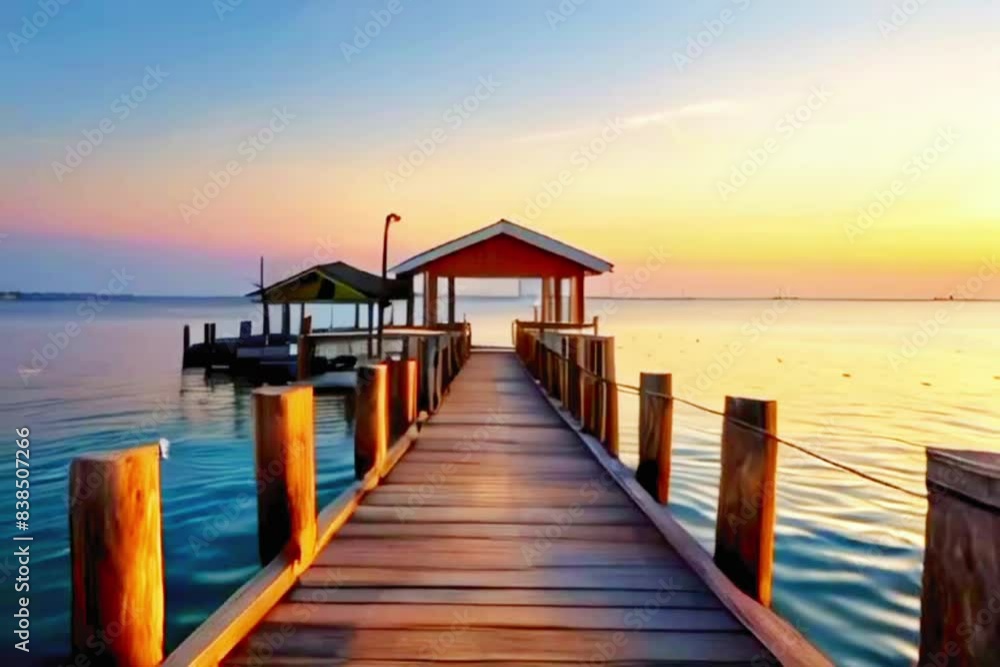 sunset on the pier.Seamless 4k time lapse virtual video animation background sunset on the pier.Seamless 4k time lapse virtual video animation background