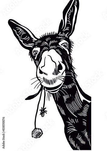 Donkey, vector illustration, farm animal, cute donkey, cartoon donkey, rural animal, livestock, farmyard animal, animal illustration, beast

