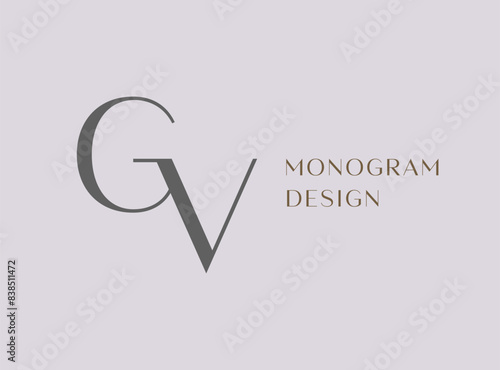 GV letter logo icon design. Classic style luxury initials monogram.