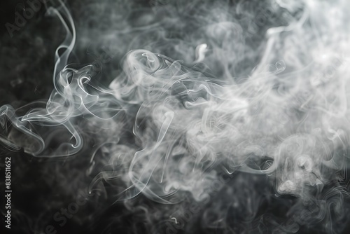 Abstract smoke waves in the dark. Artistic and mysterious style. Ideal for backgrounds and design projects. Conceptual smoke patterns. Generative AI