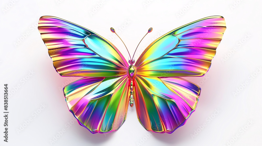 Common WoodNymph Butterfly with iridescent rainbow accents on its spread wings, celebrating LGBTQIA pride and unity Common WoodNymph Butterfly with iridescent rainbow accents on its spread wings, celebrating LGBTQIA pride and unity