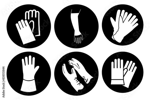 Hand Protection Set Symbol Sign, Vector Illustration, Isolate On White Background Label .EPS10