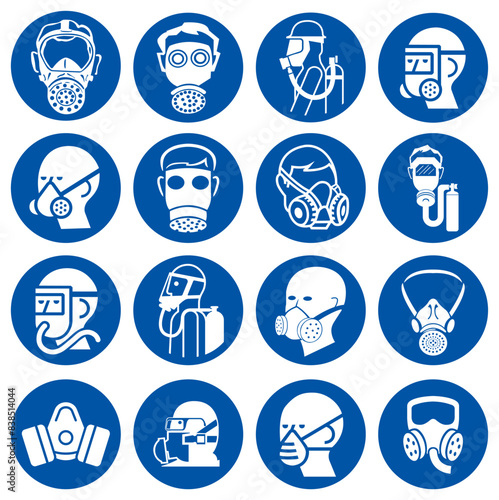 Face Protection Set Symbol Sign,Vector Illustration, Isolated On White Background Label. EPS10