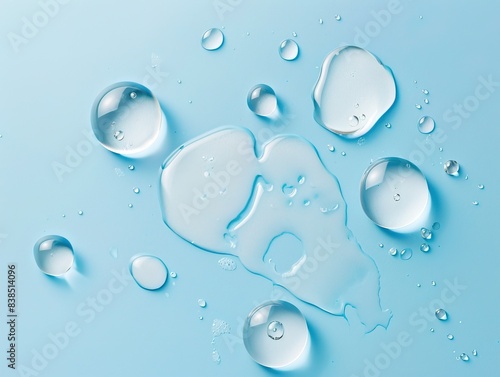 Wallpaper Mural Drops of transparent water drops on a blue background. Flat lay. Torontodigital.ca