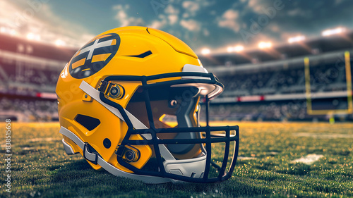 Yellow American football helmet