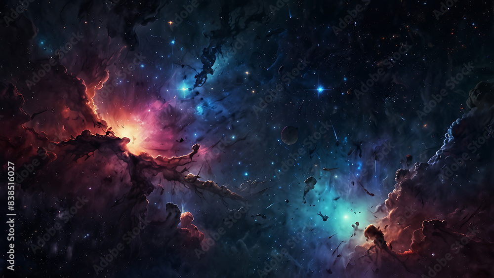 Deep Outer Space Nebula - Cosmic Starfield and Interstellar Clouds Deep Outer Space Nebula - Cosmic Starfield and Interstellar Clouds