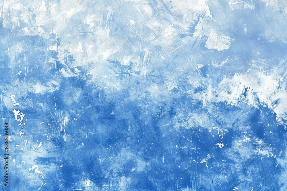 Fototapeta premium Cool Grunge Background. Classic Winter Sky with Water Brush Strokes in Blue and White