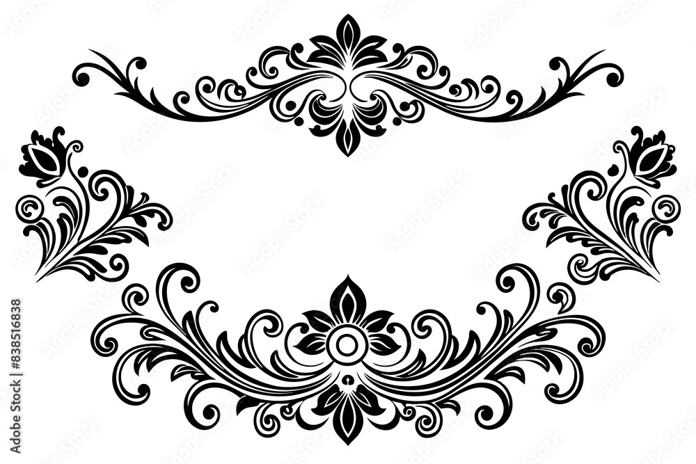 beautiful graphic with a black elegant plant ornament on an isolated background beautiful graphic with a black elegant plant ornament on an isolated background