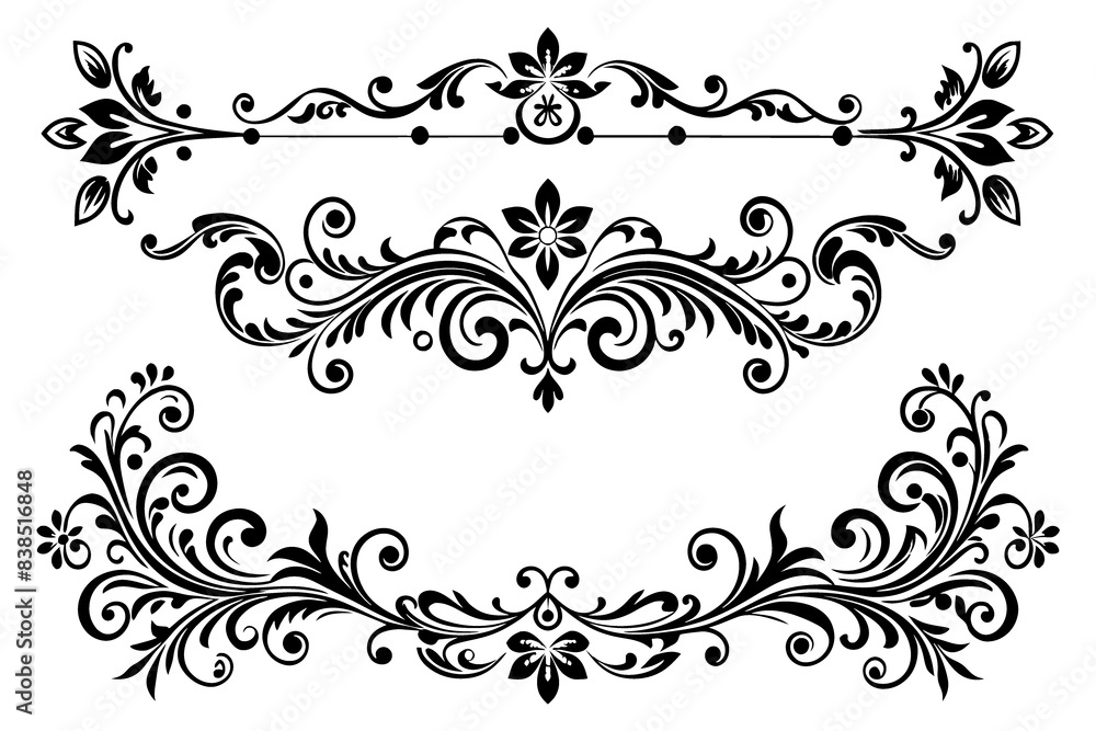 beautiful graphic with a black elegant plant ornament on an isolated background beautiful graphic with a black elegant plant ornament on an isolated background