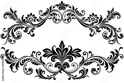 beautiful graphic with a black elegant plant ornament on an isolated background