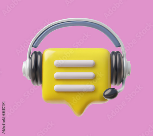 Interactive yellow speech bubble 3D chatbot icon vector vector illustration