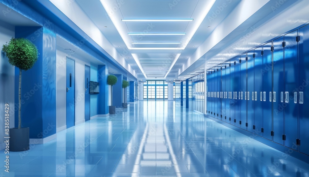 Blue Lockers Line Empty School Hallway During Daytime Blue Lockers Line Empty School Hallway During Daytime