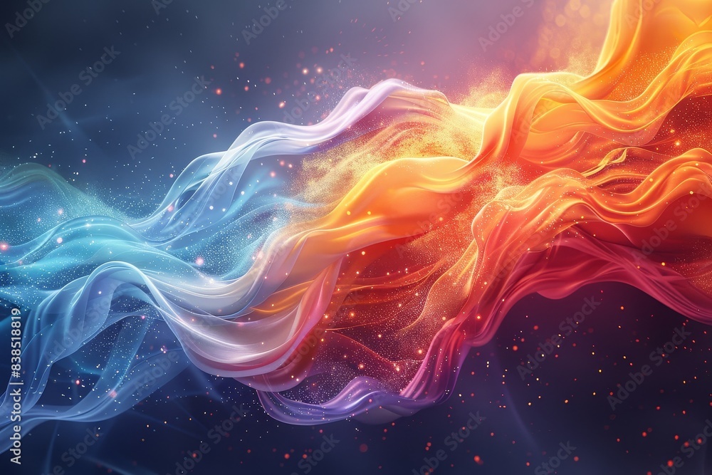 A dynamic image showcasing flowing energy with a warm to cool color spectrum A dynamic image showcasing flowing energy with a warm to cool color spectrum