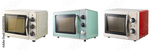 Retro microwave isolated on transparent background PNG file