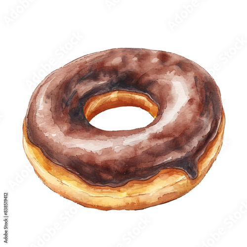 chocolate donut vector illustration in watercolor style