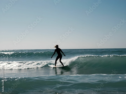 fond d'écran représentant une femme surfant sur les vagues de l'océan.