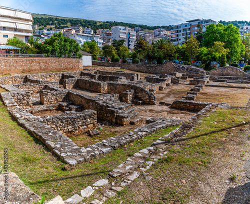 A view over the ancient Synagogue complex at Sarande  Albania in the morning in summertime