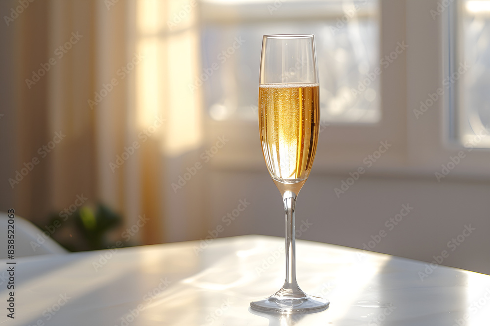 a glass of champagne sits on a table with the sun shining through it a glass of champagne sits on a table with the sun shining through it