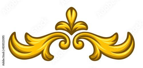 Floral element in baroque style. Decorative curling plant.