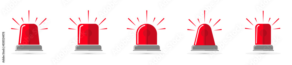 Red siren vector. Emergency siren in flat style. Police fire alarm vector illustration