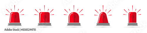 Obraz na płótnie Red siren vector. Emergency siren in flat style. Police fire alarm vector illustration w salonie