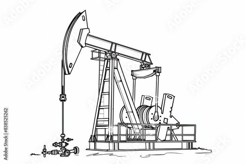 drawing of a pump jack with white background