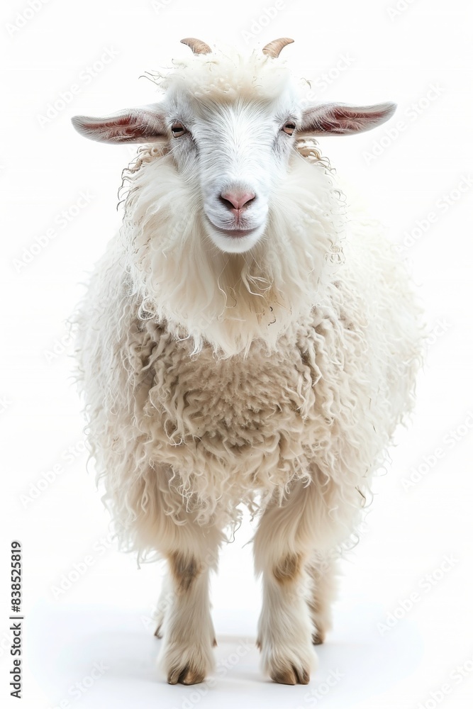Obraz premium the Angora Goat with copy space on right Isolated on white background