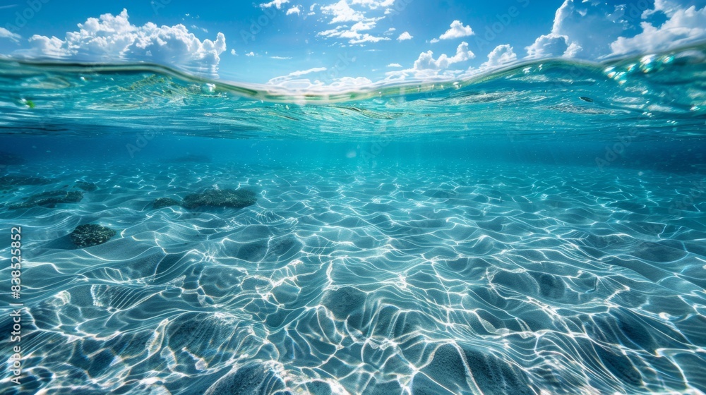 A view of the ocean from above with a clear blue sky, AI A view of the ocean from above with a clear blue sky, AI