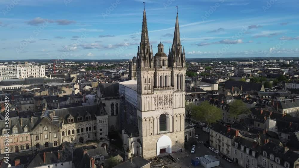 drone video Angers cathedral France Europe drone video Angers cathedral France Europe