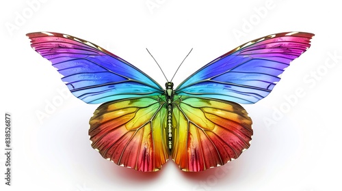 Longtailed Blue Butterfly in a rainbow palette with wings open, representing LGBTQIA pride and elegance photo