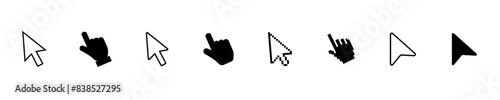 Obraz na płótnie Click computer mouse cursor click pointer cursor on your computer screen click hand pointer symbol with finger pixel cursor or computer mouse pointer Vector Illustration w salonie