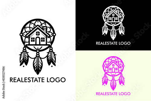 dream catcher sign house real estate logo vector home builders property rentals