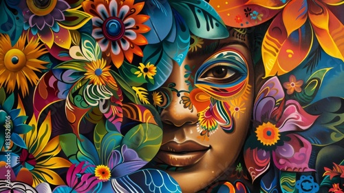 Creative woman mask Hispanic Heritage culture
