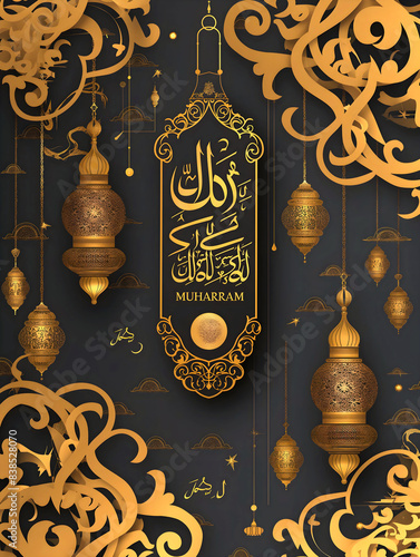 Muharram background, Islamic culture and religion, holiday, poster, template, card design