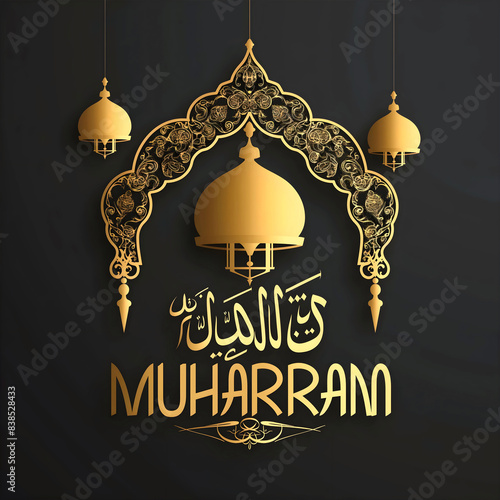 Muharram background, Islamic culture and religion, holiday, poster, template, card design
