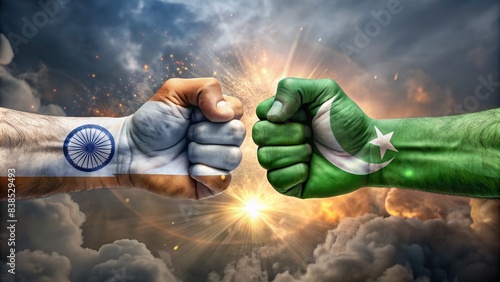 Pakistan and India Fist Clash Concept photo