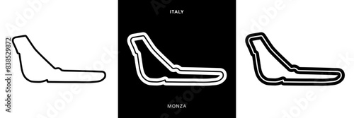 Monza Circuit Vector. Monza Italy Circuit Race Track Illustration with Editable Stroke. Stock Vector.	