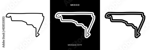 Mexico Circuit Vector. Mexico City Circuit Race Track Illustration with Editable Stroke. Stock Vector.	
