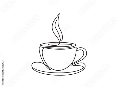 Continuous one single line drawing of Cup of tea or coffee