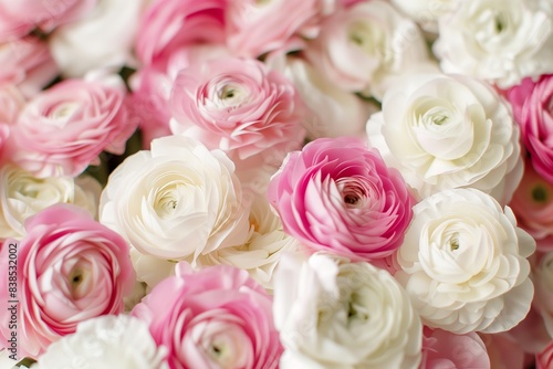 Elegant Ranunculus Flowers  Pink and White Blooms