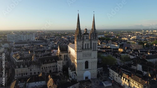 drone video Angers cathedral France Europe