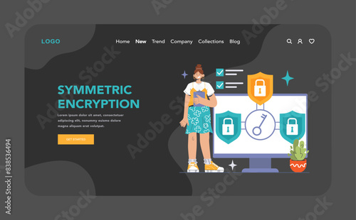 Data encryption web or landing. Personal information, internet access